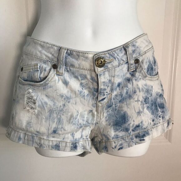 Mudd Distressed Ripped Shortie Jean Shorts Blue 7 - Picture 14 of 14
